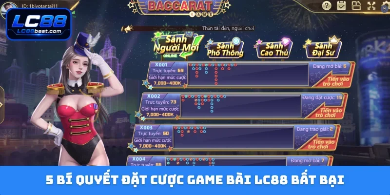 5 bí quyết đặt cược game bài LC88 bất bại